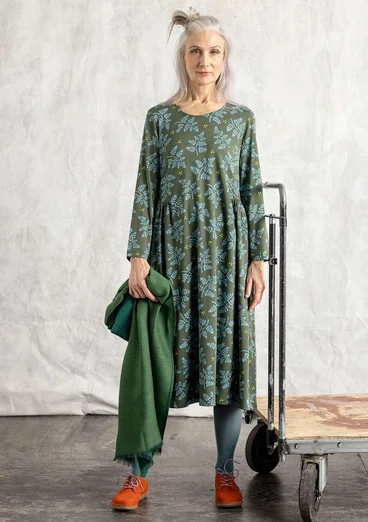 Jerseykleid „Judit“ aus Bio-Baumwolle/Modal - waldgrün-gemustert