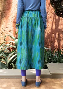 “Paris” woven organic cotton/silk skirt - indigofera/patterned