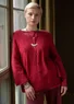 Gilet pointelle "Blomstra" en laine feutrée (cranberry XS)
