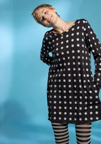 “Tyra” jersey tunic in organic cotton/modal - black/patterned