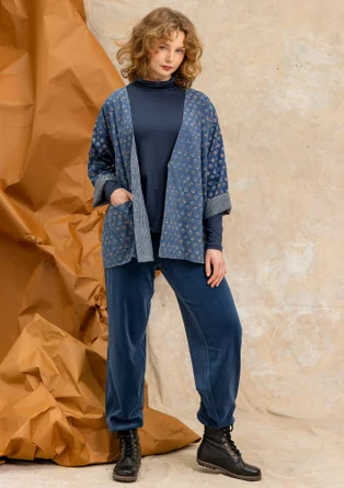 Long-sleeve, lyocell/elastane jersey polo-neck top - ink blue