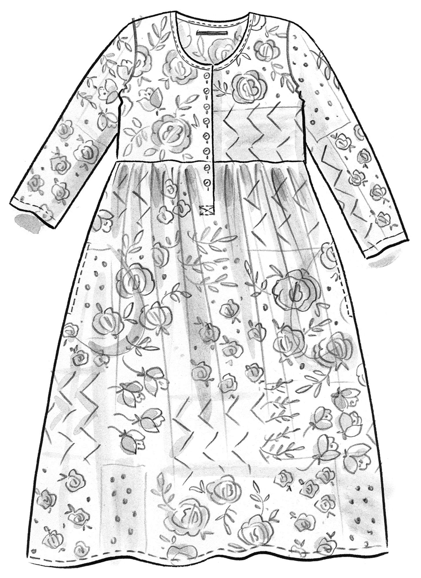 Vevd kjole «Rosewood» i økologisk bomull