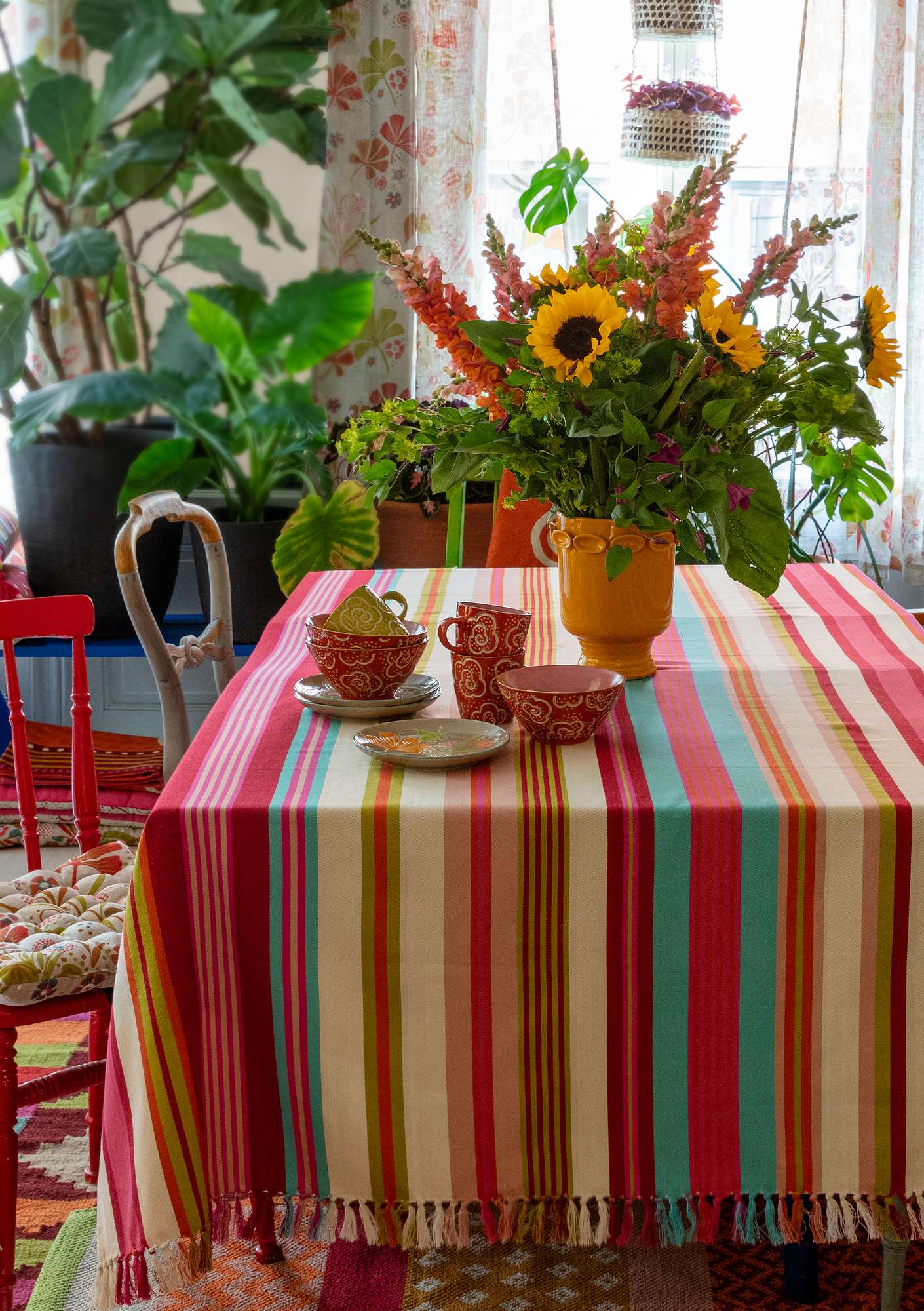 “Bolster” tablecloth in organic cotton tomato