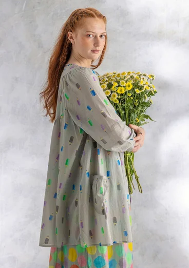 Blouse d'artiste "Crayon" en coton biologique - gris chaud clair