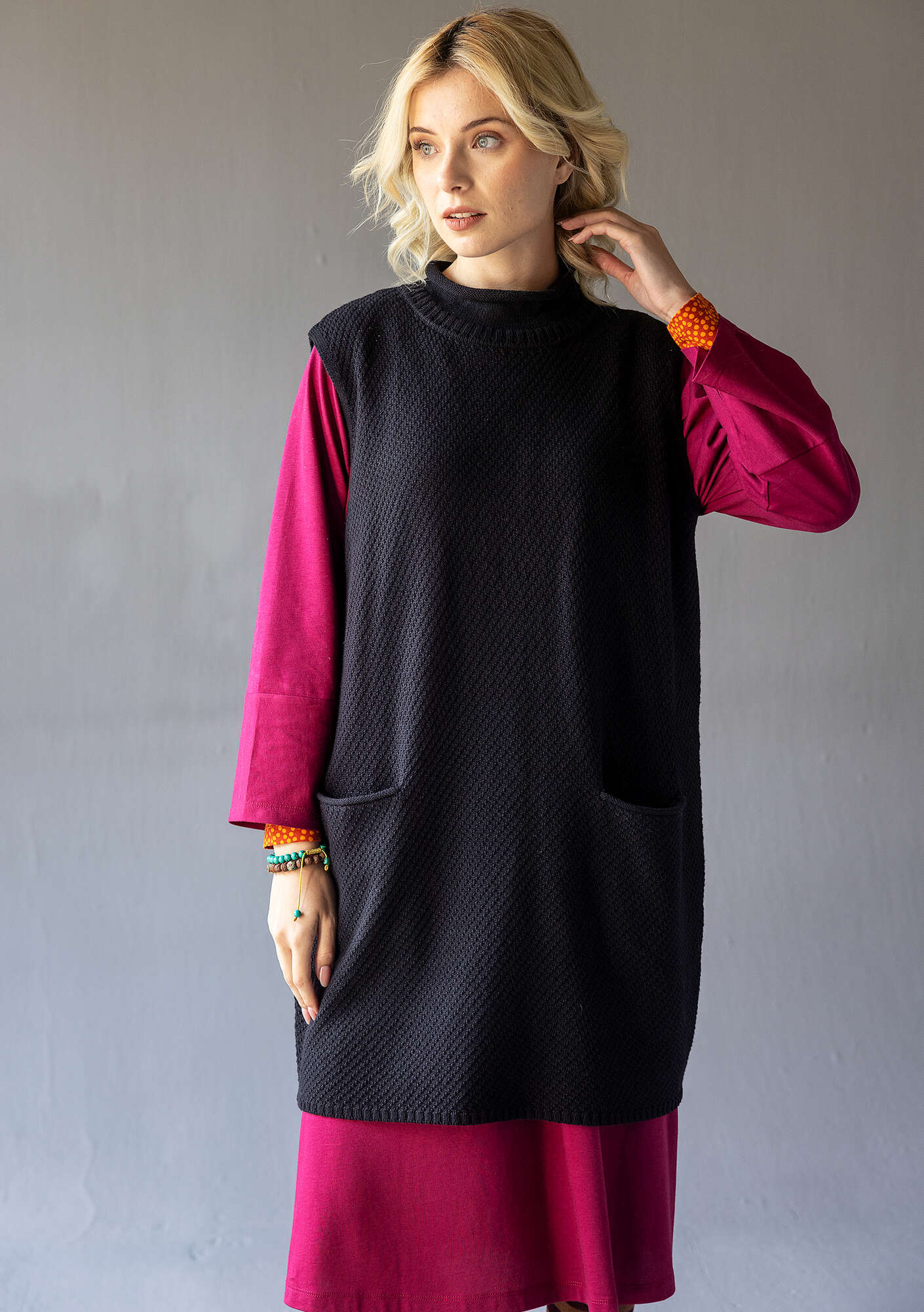 Textured-knit tunic in organic cotton/wool gudrunsjoden.com