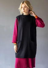 Tunique en maille texturée de coton biologique/laine - noir