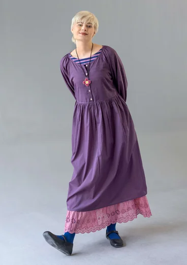 Geblümtes oder einfarbiges Kleid „Leah“ aus luftiger Bio-Baumwolle - gewitterlila