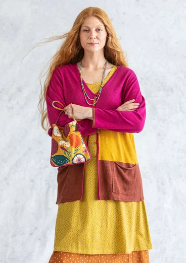 Kofta i lin - cyklamen/guldockra