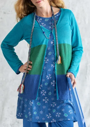 Gilet en lin - bleu lagon/malachite
