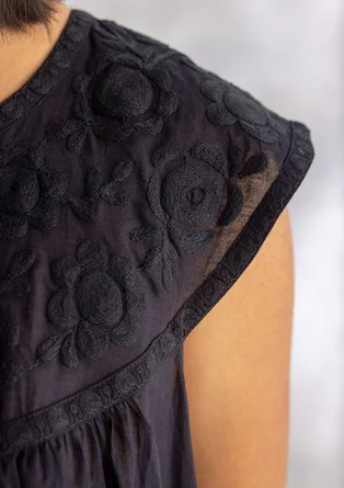 “Pezenas” woven organic cotton dress - black