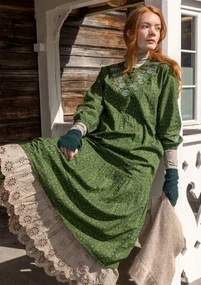 “Glimra” woven organic cotton dress - forest green