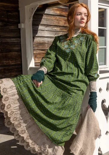 “Glimra” woven organic cotton dress - forest green