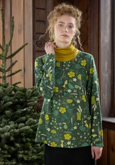 “Fyrverkeri” jersey top in organic cotton/modal - dark green