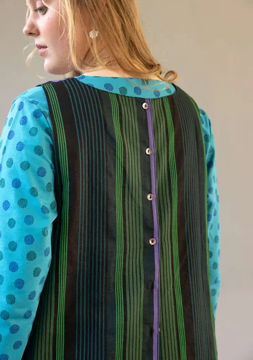 “Ketchi” woven jumper dress in wool/cotton - black