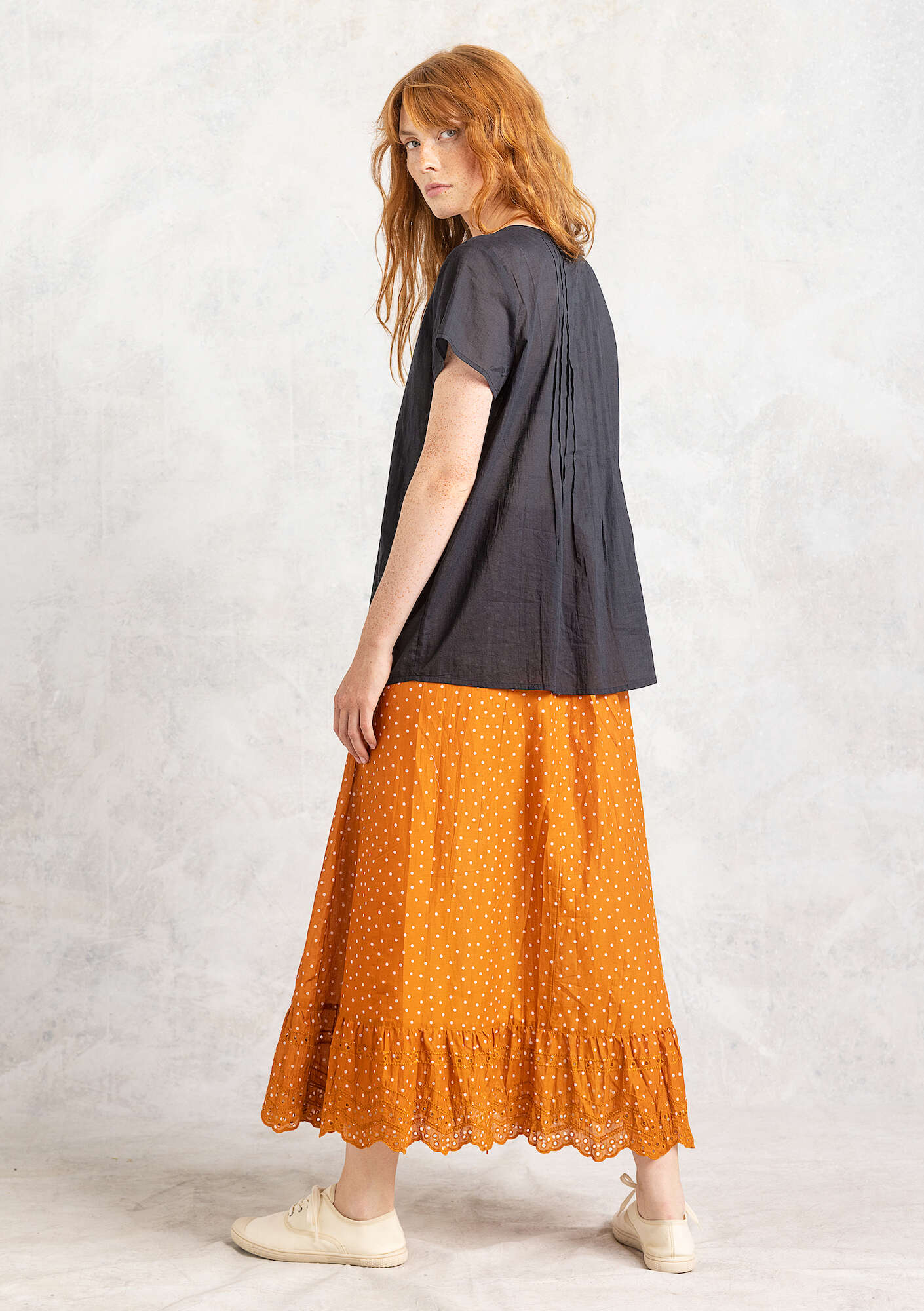 “Pytte” slip in woven organic cotton amber/patterned