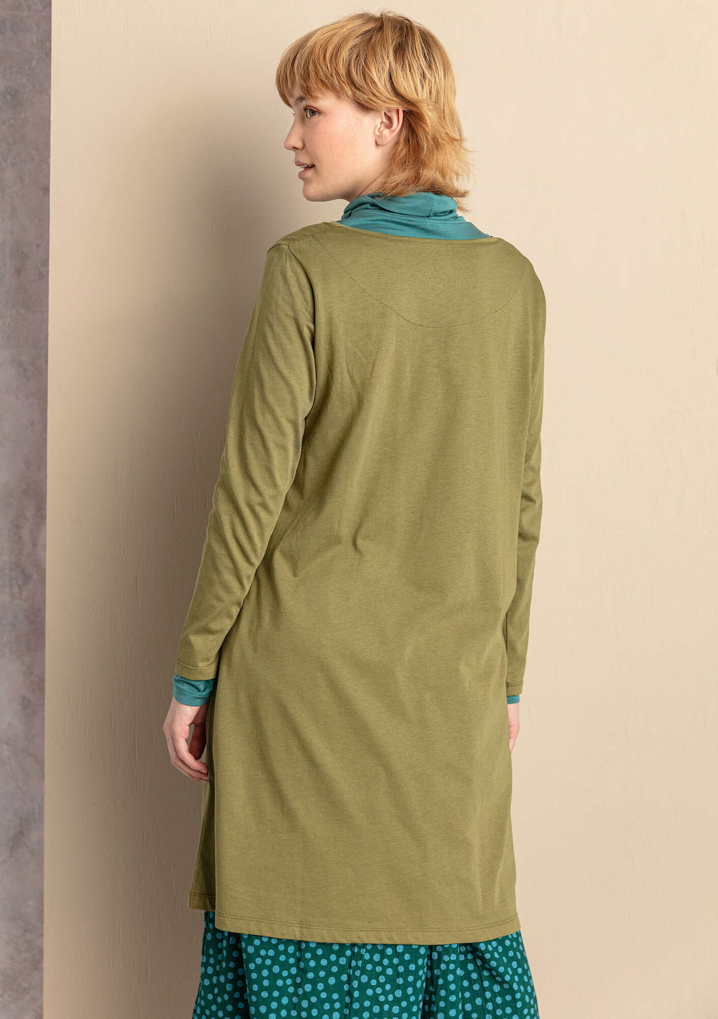 “Juliet” jersey tunic in organic cotton/modal cedar