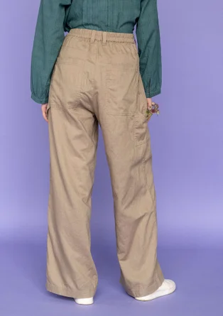 “Garden” woven organic cotton/linen trousers - mole