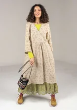 “Bodil” woven linen dress - dark natural/patterned