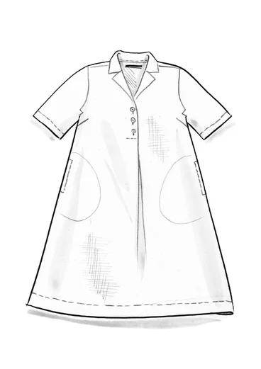 Dress in cotton/linen with a collar - black