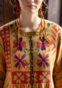 “Maria” cardigan in organic/recycled cotton - ochre