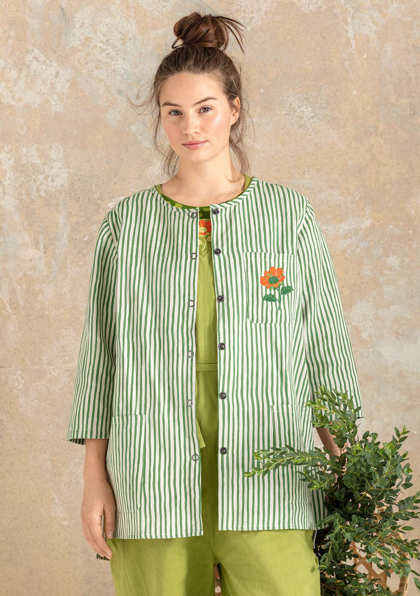 Skjorte  Farmer  i økologisk bomuld/hør kaktus