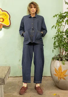 Webjacke „Ines“ aus Bio-Baumwolle - dunkelindigo