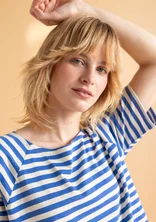 Jersey top in organic cotton - brilliant blue/ecru