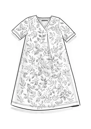 Trikåklänning ” Ophelia” i ekologisk bomull/modal - ekollon/mönstrad