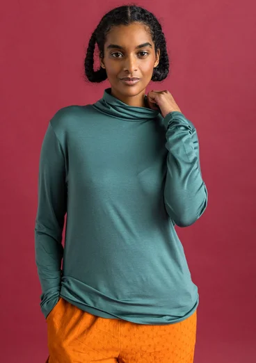 Jersey-Rollkragenshirt aus Lyocell/Elasthan - opalgrn