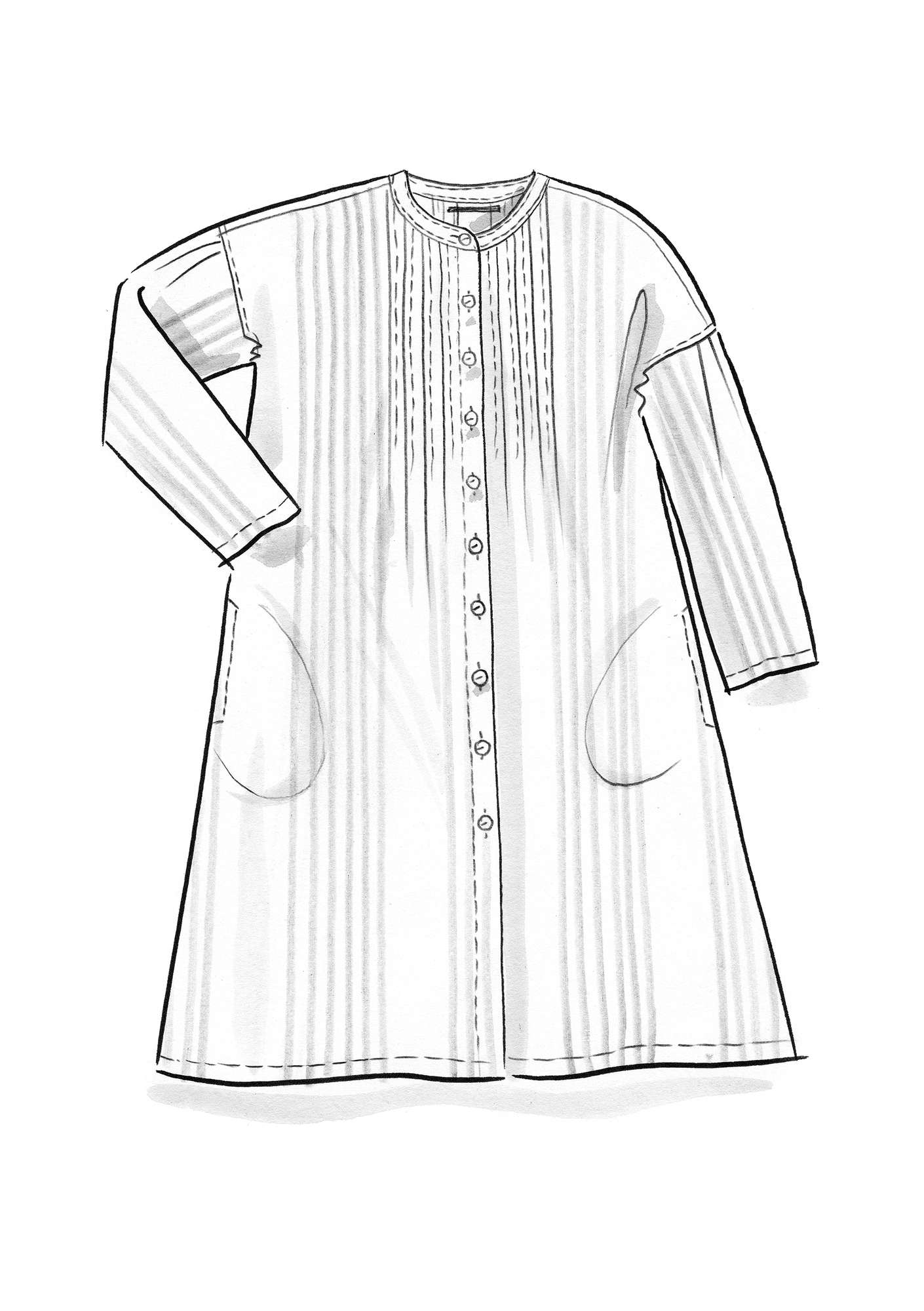 “Serafina” woven organic cotton dress elephant grey/patterned