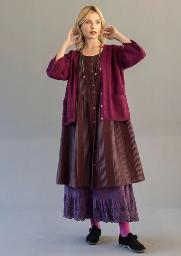 Organic cotton textured-knit cardigan - grape