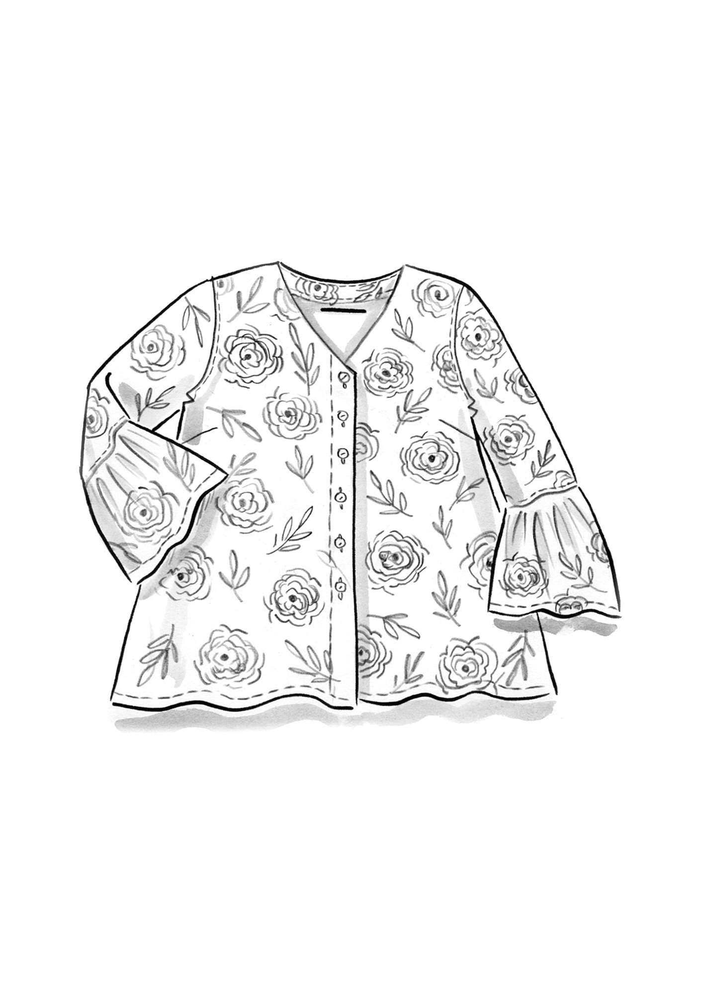 “Oda” organic cotton smock blouse light ecru