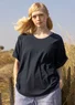 Organic cotton/linen jersey top (ink blue L)