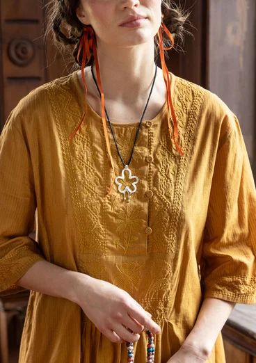 “Wanja” woven organic cotton dress - ochre