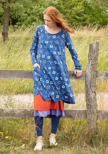Tricot jurk "Star" van biologisch katoen - porseleinblauw