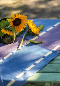 “Ira” organic cotton table runner - brilliant blue
