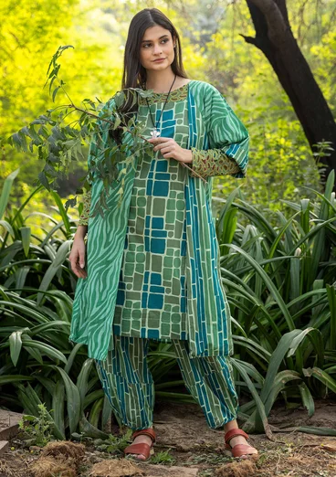 Kleid „Giraffe“ aus Bio-Baumwollgewebe - apfelgrün