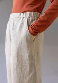 Garment-washed woven linen trousers - dark natural