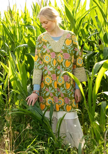 “Cikoria” woven organic cotton tunic - asparagus