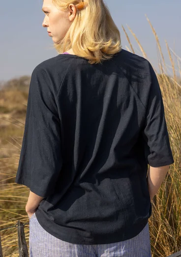 Organic cotton/linen jersey top - ink blue