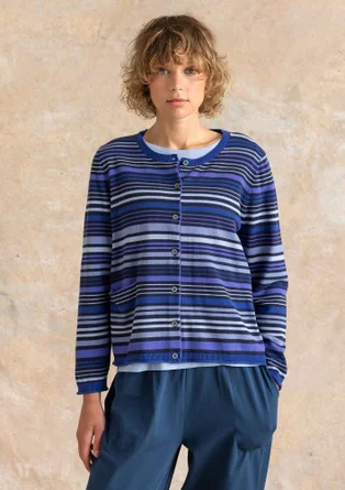 Cardigan "Esme" i økologisk/genanvendt bomuld - mørk indigo/stribet