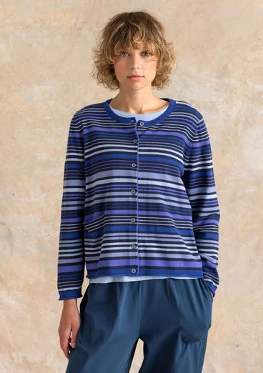 Cardigan "Esme" i økologisk/genanvendt bomuld - mørk indigo/stribet
