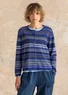 Cardigan "Esme" i økologisk/genanvendt bomuld (mørk indigo/stribet L)
