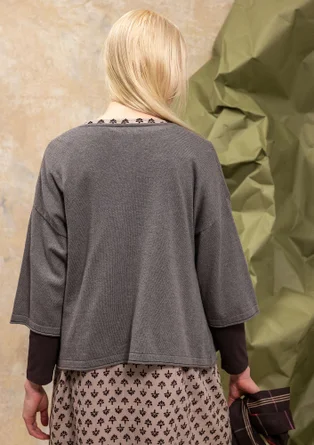 Cardigan in natural dyed organic cotton/wool - iron grey