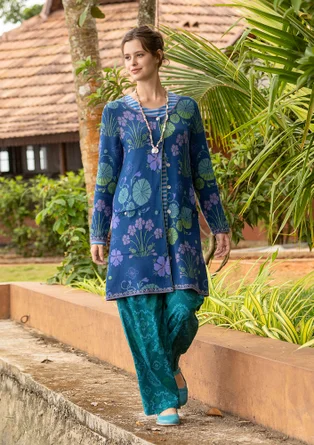 Vævede bukser "Poesi" i økologisk bomuld - mørk jaspis