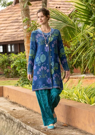 Vævede bukser "Poesi" i økologisk bomuld - mørk jaspis