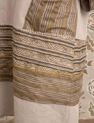 Geweven jurk "Amber" van biologisch katoen/linnen - kalksten