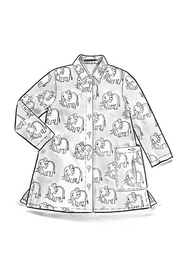 Mönstrad blus "Elephant" i ekologisk bomull - grå