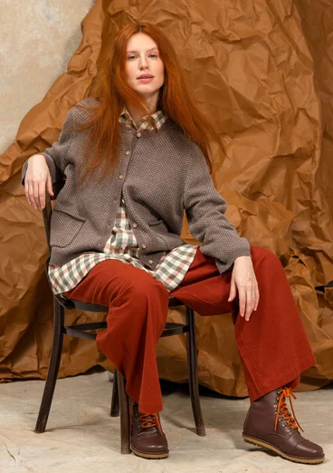 Gestreifte, gepunktete oder einfarbige Strickjacke „Wilma“ aus Lammwolle - taupe melange-gemustert