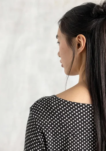 “Tina” lyocell/elastane jersey top - black/patterned